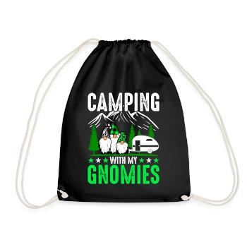 Camping Mit Meinen Gnomien - Camper Gnome - Turnbeutel - Schwarz - Vorne