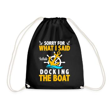 Sailboat Motorboat Harbour Sailor Captain Yacht - Drawstring Bag - black - Front