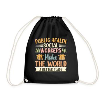 Public Health Workers Made World Better - Drawstring Bag - black - Front