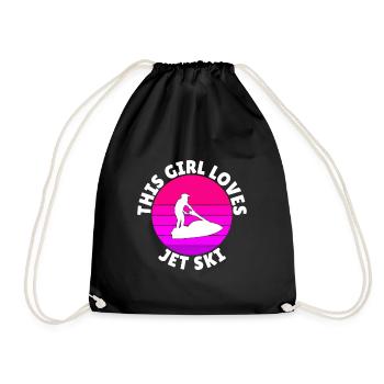 This girl loves jet skis - Drawstring Bag - black - Front