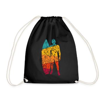 Retro Surfdesign - Surfer - Drawstring Bag - black - Front