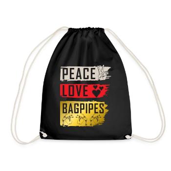 Peace Love Bagpipes Music Instrument - Turnbeutel - Schwarz - Vorne