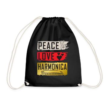 Peace Love Harmonia Music Instrument - Turnbeutel - Schwarz - Vorne