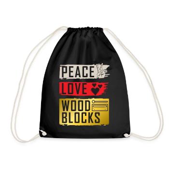 Peace Love Wood Blocks Instrument de musique - Sac de sport léger - noir - Devant