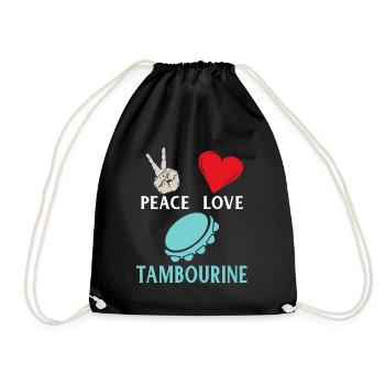 Peace Love Tambroune Music Instrument - Turnbeutel - Schwarz - Vorne