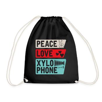Peace Love Xylophone Piano Music Players - Drawstring Bag - black - Front