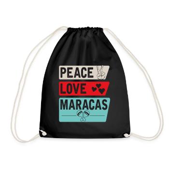Peace Love Maracas Music Instrument - Turnbeutel - Schwarz - Vorne