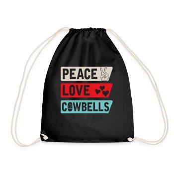 Peace Love Cowbells Country Music - Turnbeutel - Schwarz - Vorne