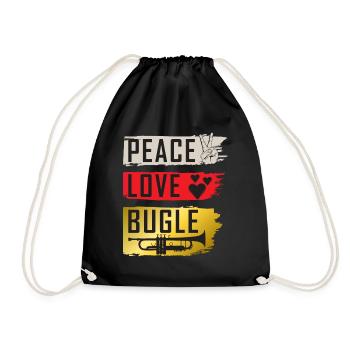 Peace Love Bugle Drumline Music Bugle - Drawstring Bag - black - Front