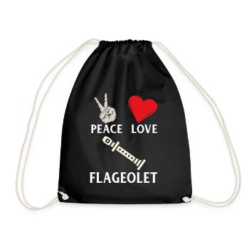 Peace Love Flageolet Music Instrument - Turnbeutel - Schwarz - Vorne