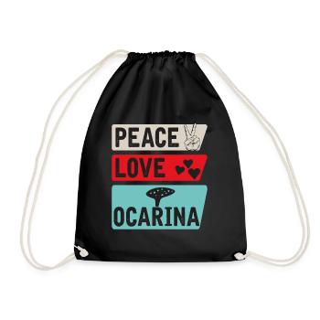 Peace Love Ocarina Musical Instrument - Turnbeutel - Schwarz - Vorne