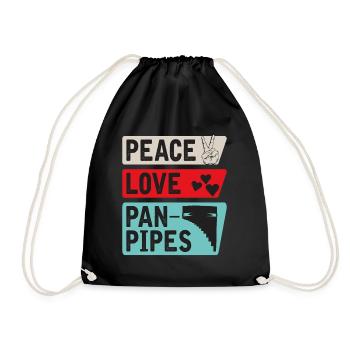 Peace Love Pan Pipes Music Pan Pipes - Turnbeutel - Schwarz - Vorne