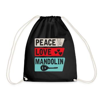 Peace Love Mandolin Bluegrass Music - Drawstring Bag - black - Front