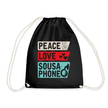 Peace Love Sousaphone Tuba Sousaphone - Drawstring Bag - black - Front