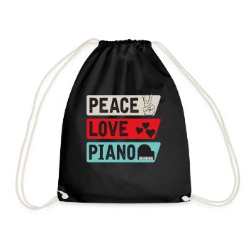 Peace Love Piano Musical Instrument - Turnbeutel - Schwarz - Vorne