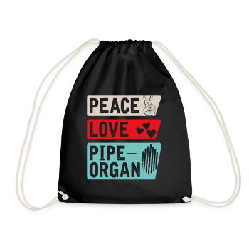 Peace Love Pipeorgan Music Instrument - Turnbeutel - Schwarz - Vorne