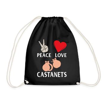Peace Love Castaneets Instrument Musical - Sac de sport léger - noir - Devant