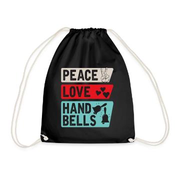 Peace Love Hand Bells Instrument Music - Turnbeutel - Schwarz - Vorne
