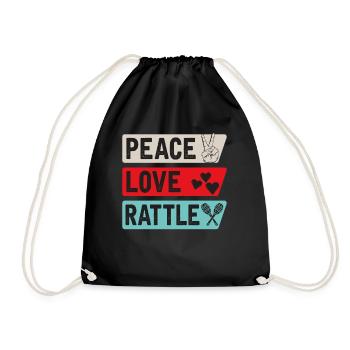 Peace Love Rattle Musical Instrument - Turnbeutel - Schwarz - Vorne