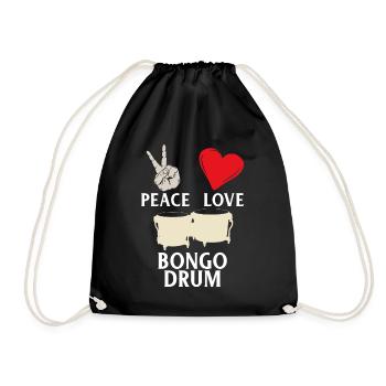 Peace Love Bongo Instrument de musique de tambour - Sac de sport léger - noir - Devant