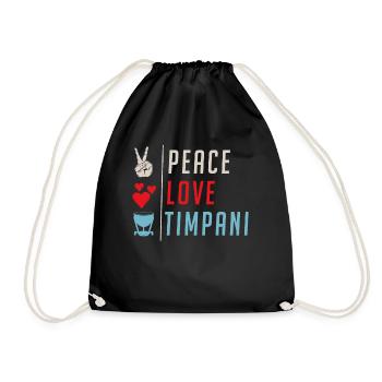 Peace Love Timpani Percussion Drôle - Sac de sport léger - noir - Devant