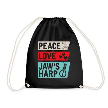 Peace Love Jaw's Harp Lamellophone Music - Turnbeutel - Schwarz - Vorne
