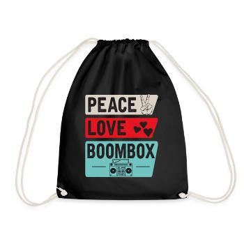 Peace Love Boombox Cassette Tape - Turnbeutel - Schwarz - Vorne