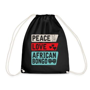 Peace Love African Bongo Musical - Drawstring Bag - black - Front