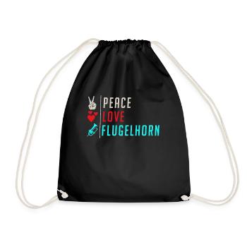 Peace Love Flugelhorn Musical Instrument - Turnbeutel - Schwarz - Vorne