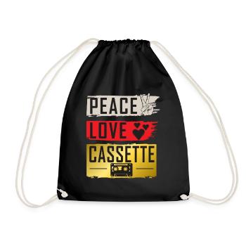 Peace Love Cassette Music Instrument - Turnbeutel - Schwarz - Vorne