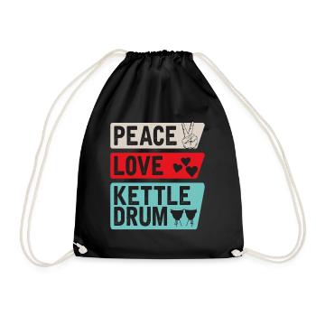 Peace Love Kettle Drum Music Instrument - Drawstring Bag - black - Front