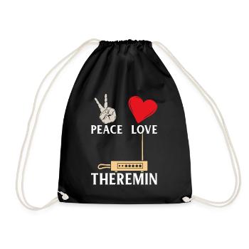 Peace Love Theremin Music Instrument - Turnbeutel - Schwarz - Vorne