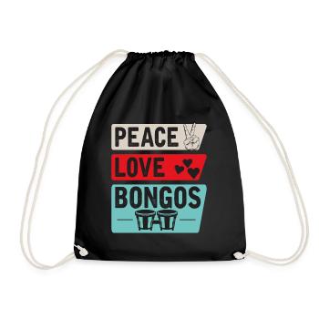Peace Love Bongos Musical Instrument - Turnbeutel - Schwarz - Vorne