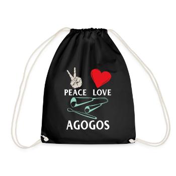 Peace Love Agogos Musical Instrument - Turnbeutel - Schwarz - Vorne
