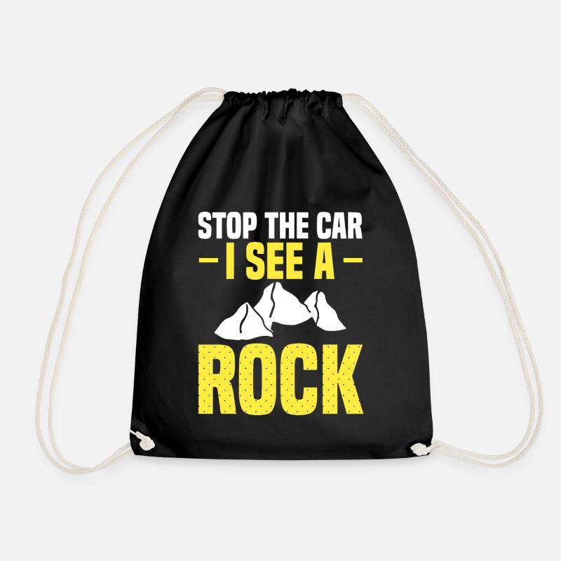 Stop the car there is a stone - funnier - Drawstring Bag - black