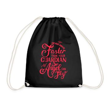 Never go faster than your guardian angel - Drawstring Bag - black - Front