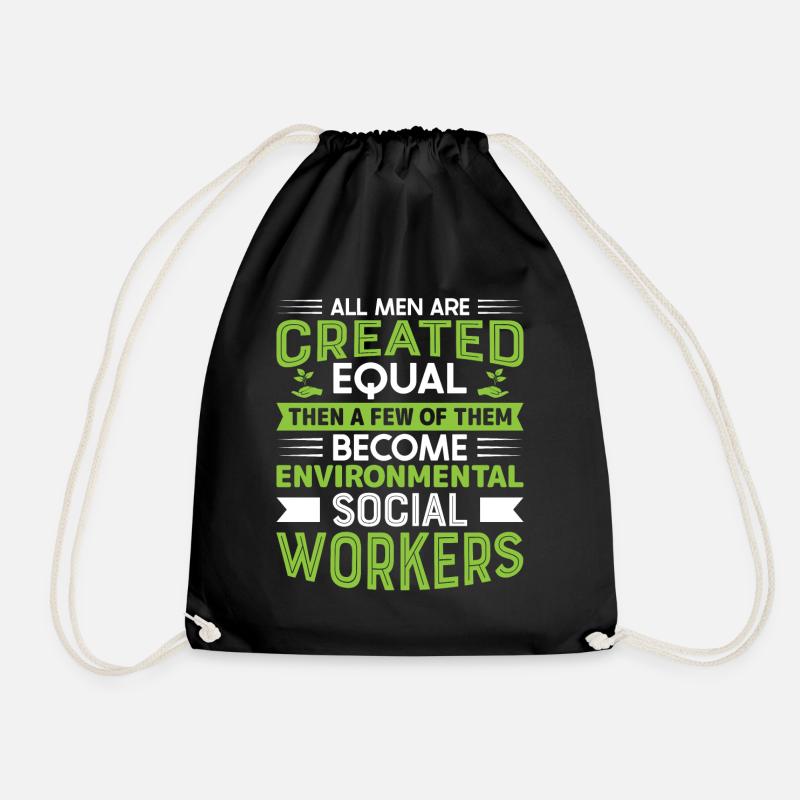 Environmental Social Worker Job Environmentalist - Drawstring Bag - black
