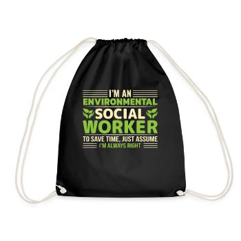 Environmental Social Worker Job Environmentalist - Drawstring Bag - black - Front