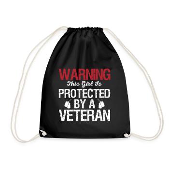 Veteran Soldier Soldier Girl - Veteran Girl - Drawstring Bag - black - Front