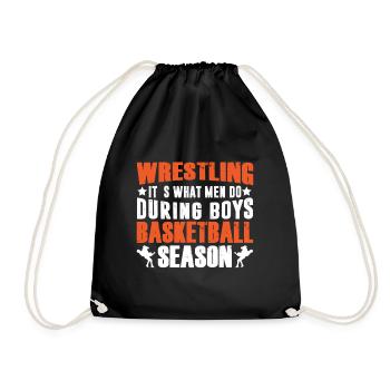 Wrestling Father Wrestler Papa Father's Day - Drawstring Bag - black - Front