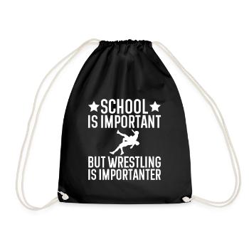 Schule Ist Wichtig Aber Wrestling Ist Wichtiger - Turnbeutel - Schwarz - Vorne