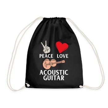 Peace Love Acoustic Guitar Guitarists - Drawstring Bag - black - Front