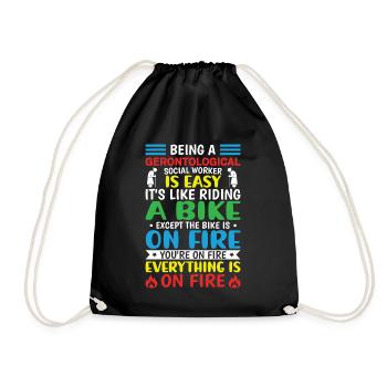 Gerontological Social Worker Job Gerontology - Drawstring Bag - black - Front