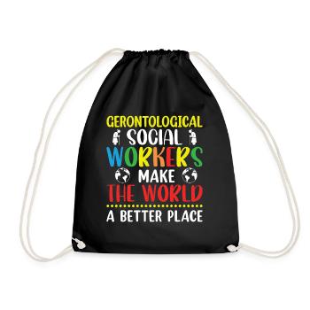 Gerontological Social Worker Job Gerontology - Drawstring Bag - black - Front