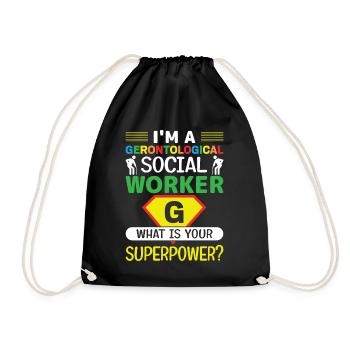 Gerontological Social Worker Job Gerontology - Drawstring Bag - black - Front