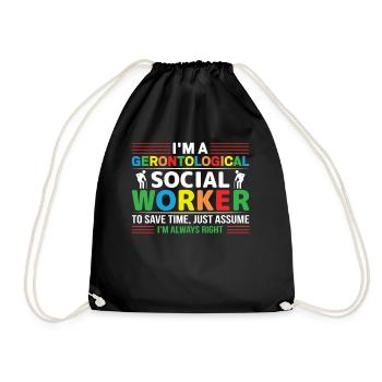 Gerontological Social Worker Job Gerontology - Drawstring Bag - black - Front