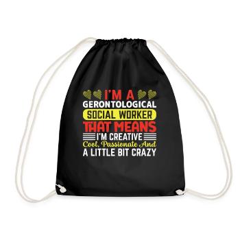 Gerontological Social Worker Job Gerontology - Drawstring Bag - black - Front