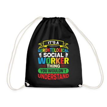 Gerontological Social Worker Job Gerontology - Drawstring Bag - black - Front