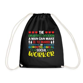Gerontological Social Worker Job Gerontology - Drawstring Bag - black - Front