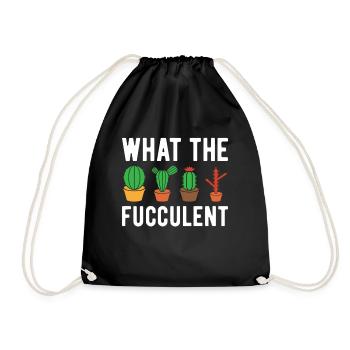 What The Fucculent - Funny Cactus - Drawstring Bag - black - Front